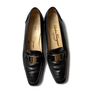 Ferragamo Vintage Croc Embossed Loafer Black